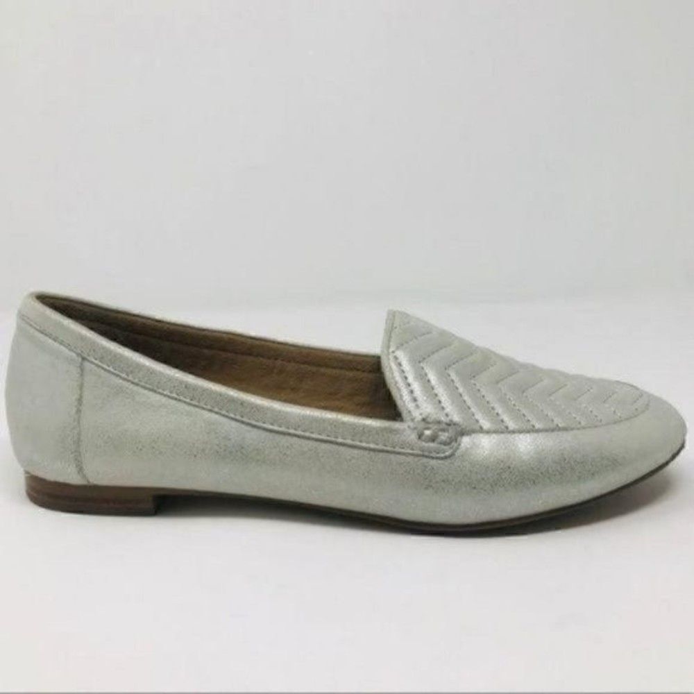 Talbots womans metallic silver suede slip on slipper 6M BoxB